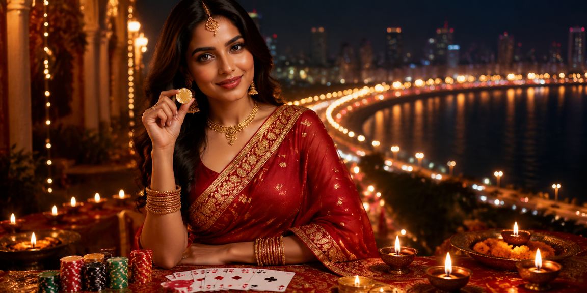 Player enjoying Teen Patti on Mumbai Marine Drive